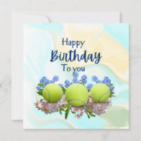 Tennis ball with lots of flower for birthday  card