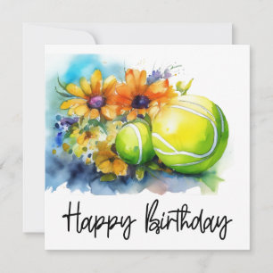 Tennis ball with lots of flower for birthday  card