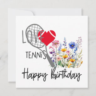 Tennis ball with lots of flower for birthday  card