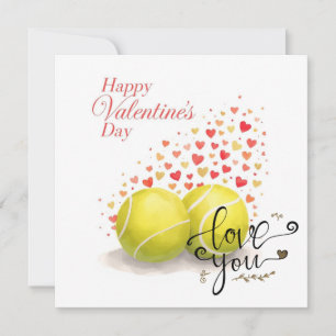 Tennis ball with  LOVE on blue court Holiday Card