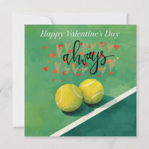 Tennis ball with  LOVE on blue court Holiday Card