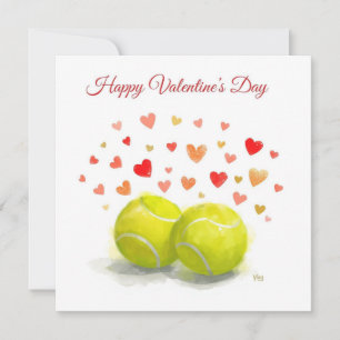 Tennis ball with  LOVE on blue court Holiday Card