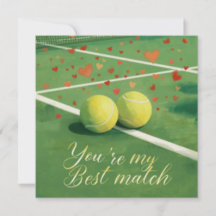 Tennis ball with  LOVE on blue court Holiday Card