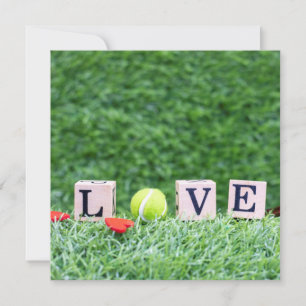 Tennis ball with  LOVE  wooden sign Valentine