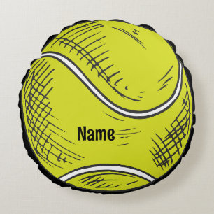 Tennis Ball with name for tennis player Round Cushion
