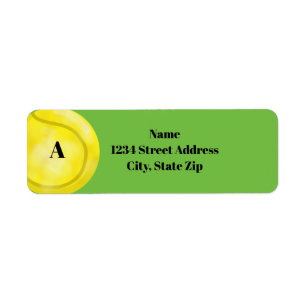 Tennis Ball With Personal Initial Address Labels  