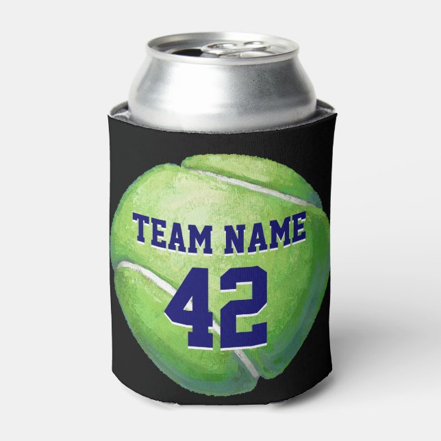 Tennis Ball with Team Name and Number Can Cooler (Can Front)