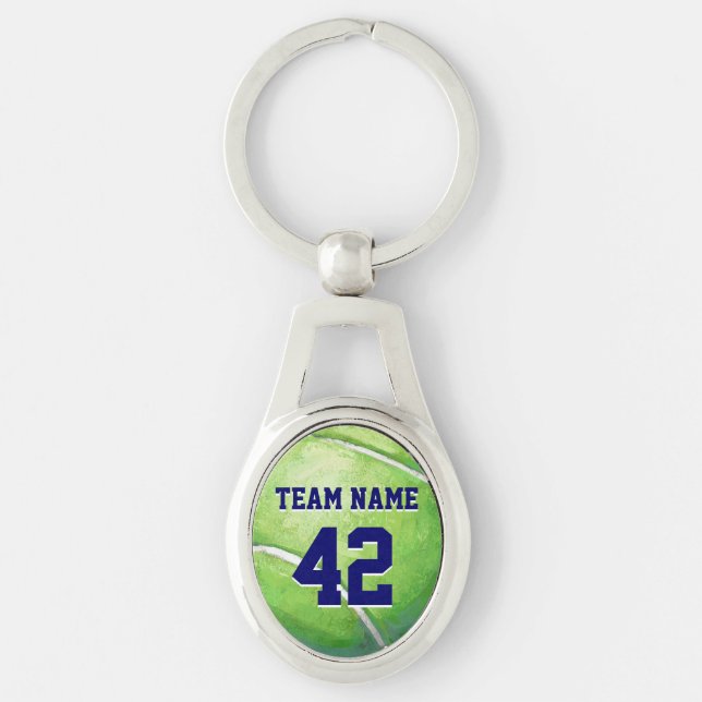 Tennis Ball with Team Name and Number Key Ring (Front)
