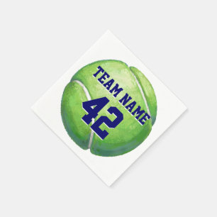 Tennis Ball with Team Name and Number Napkin