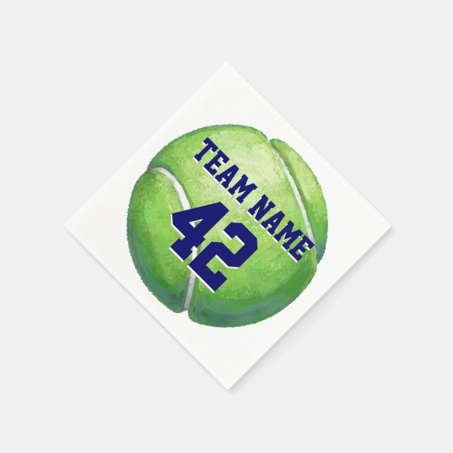 Tennis Ball with Team Name and Number Napkin (Corner)