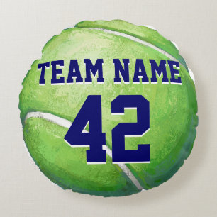 Tennis Ball with Team Name and Number Round Cushion