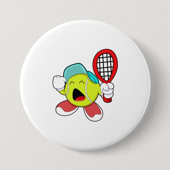 Tennis ball with Tennis racket 7.5 Cm Round Badge (Front)