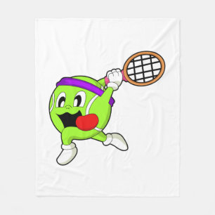 Tennis ball with Tennis racket Fleece Blanket