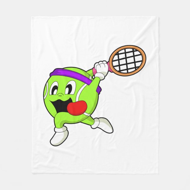 Tennis ball with Tennis racket Fleece Blanket (Front)