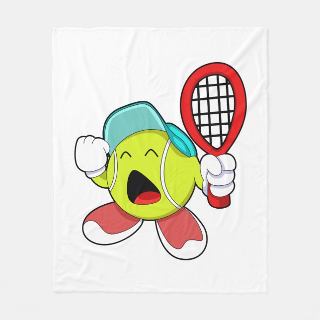 Tennis ball with Tennis racket Fleece Blanket (Front)