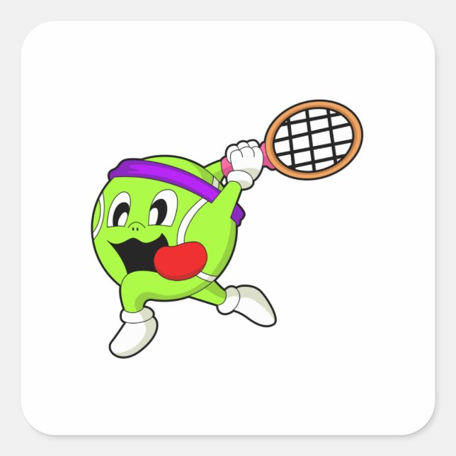 Tennis ball with Tennis racket Square Sticker (Front)