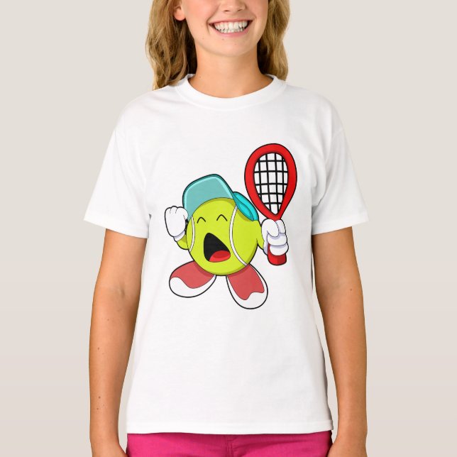 Tennis ball with Tennis racket T-Shirt (Front)