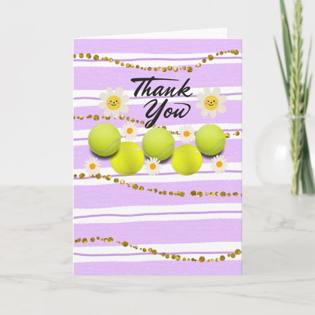 Tennis ball with white daisy flower thank you (Front)