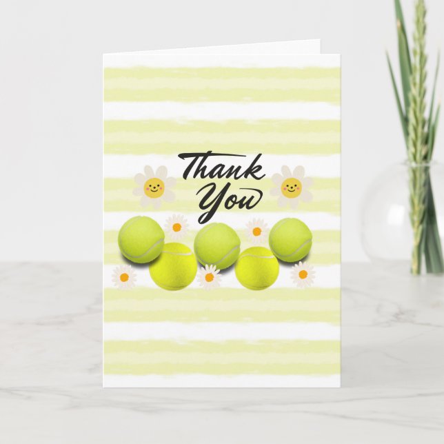 Tennis ball with white daisy flower thank you (Front)