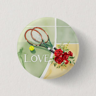 Tennis ball with word LOVE on court 3 Cm Round Badge