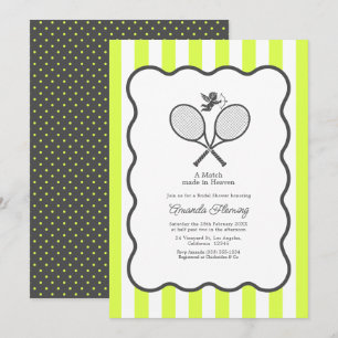 Tennis Ball Yellow & Charcoal Preppy Bridal Shower Invitation