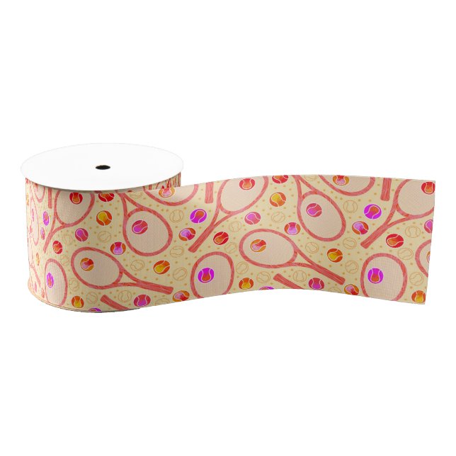 Tennis Balls and Rackets 3" Wide Grosgrain Ribbon (Spool)