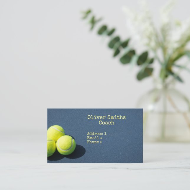 Tennis balls are on the court background business  business card (Standing Front)
