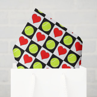 Tennis Balls & Hearts Pattern Tissue Paper