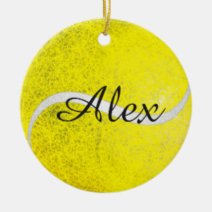 Tennis balls personalised name ceramic tree decoration