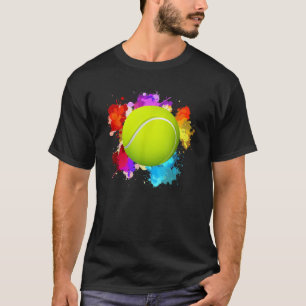 Tennis Balls Racket Sport Watercolor Art Teenager  T-Shirt