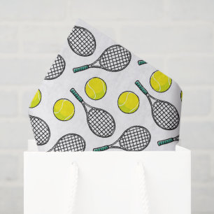 Tennis Balls Racquet Yellow White Black Sports  Tissue Paper