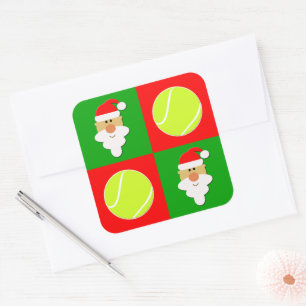Tennis Balls & Santa Tennis Player Christmas Wrap Square Sticker