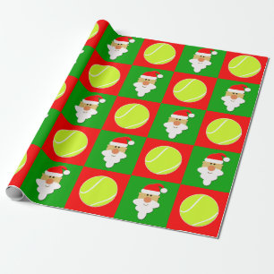 Tennis Balls & Santa Tennis Player Christmas Wrapping Paper
