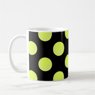 Tennis Balls Seamless Pattern on Black Background Coffee Mug