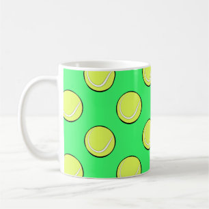 Tennis Balls Seamless Pattern on Green Background  Coffee Mug