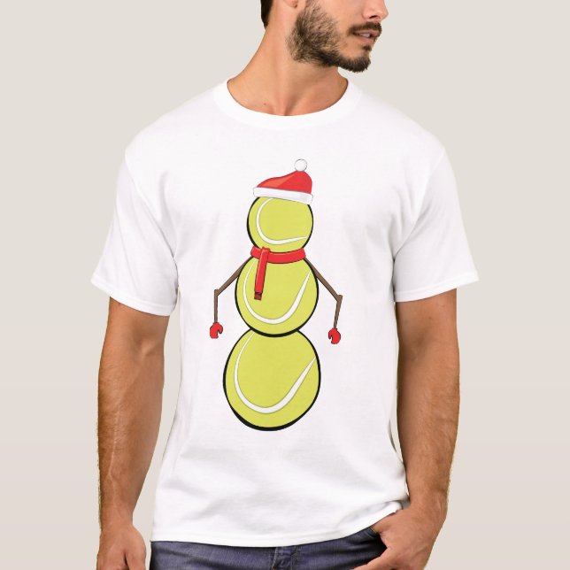 Tennis Balls Snowman - Christmas Inspired T-Shirt (Front)