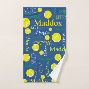Tennis balls sports yellow, green, blue custom hand towel