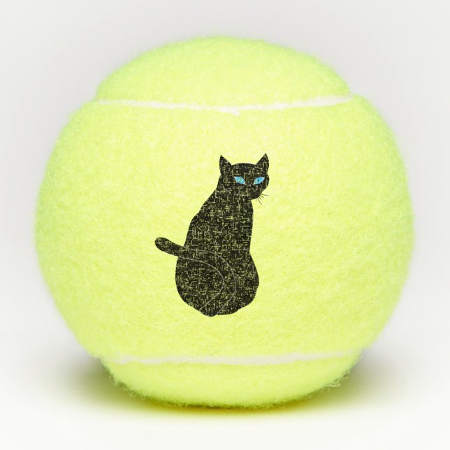 Tennis Balls with Black Cat (Front)
