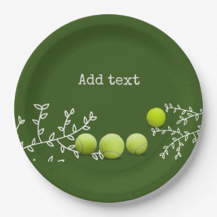 Tennis balls with flower graphic decoration  paper plate