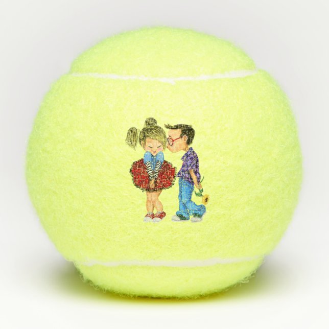 Tennis Balls with Romantic Couple - Lov (Front)