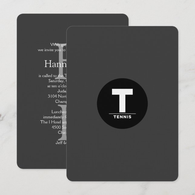 TENNIS  Bar Bat Mitzvah Classic Invitations (Front/Back)