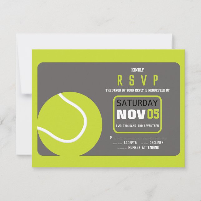 TENNIS Bar Mitzvah Invitation Response Reply Card (Front)