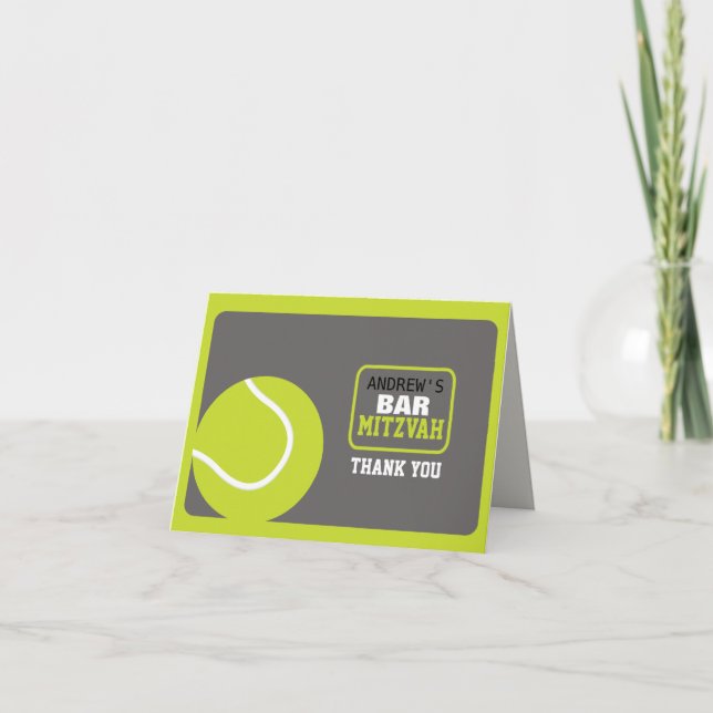 TENNIS Bar Mitzvah Invitation Thank You Card (Front)