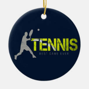 Tennis Best Game Ever Vintage Sport Coach Design Ceramic Tree Decoration