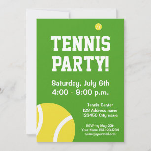 Tennis Birthday BBQ Sports Celebration Invitation