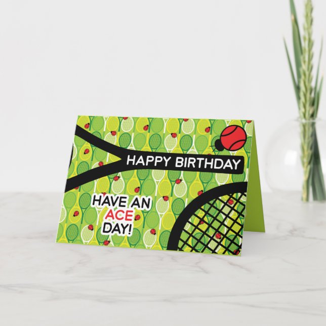 Tennis Birthday Card, customisable Card (Front)