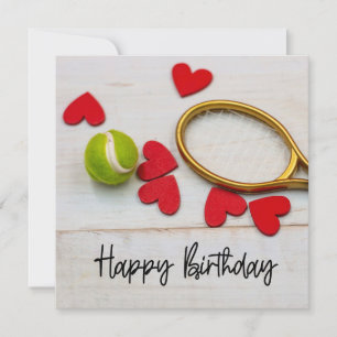 Tennis Birthday Card with ball for player 