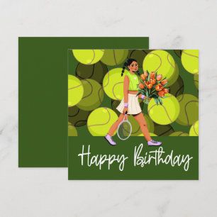 Tennis Birthday Card with woman player 