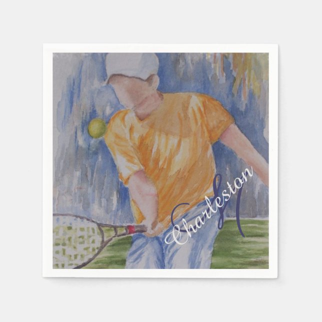 Tennis Birthday Celebration Party Napkin (Front)