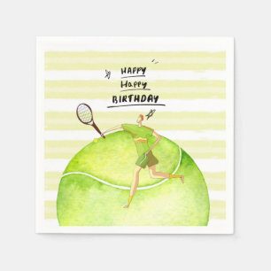 Tennis Birthday for Tennis Player watercolor Napkin